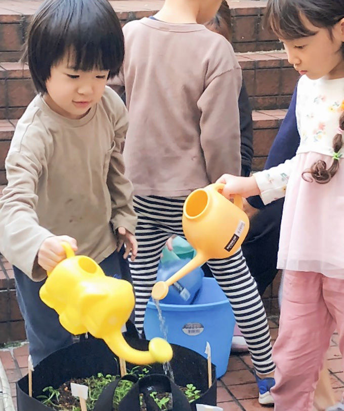 繭の糸 こども園：植物のお世話